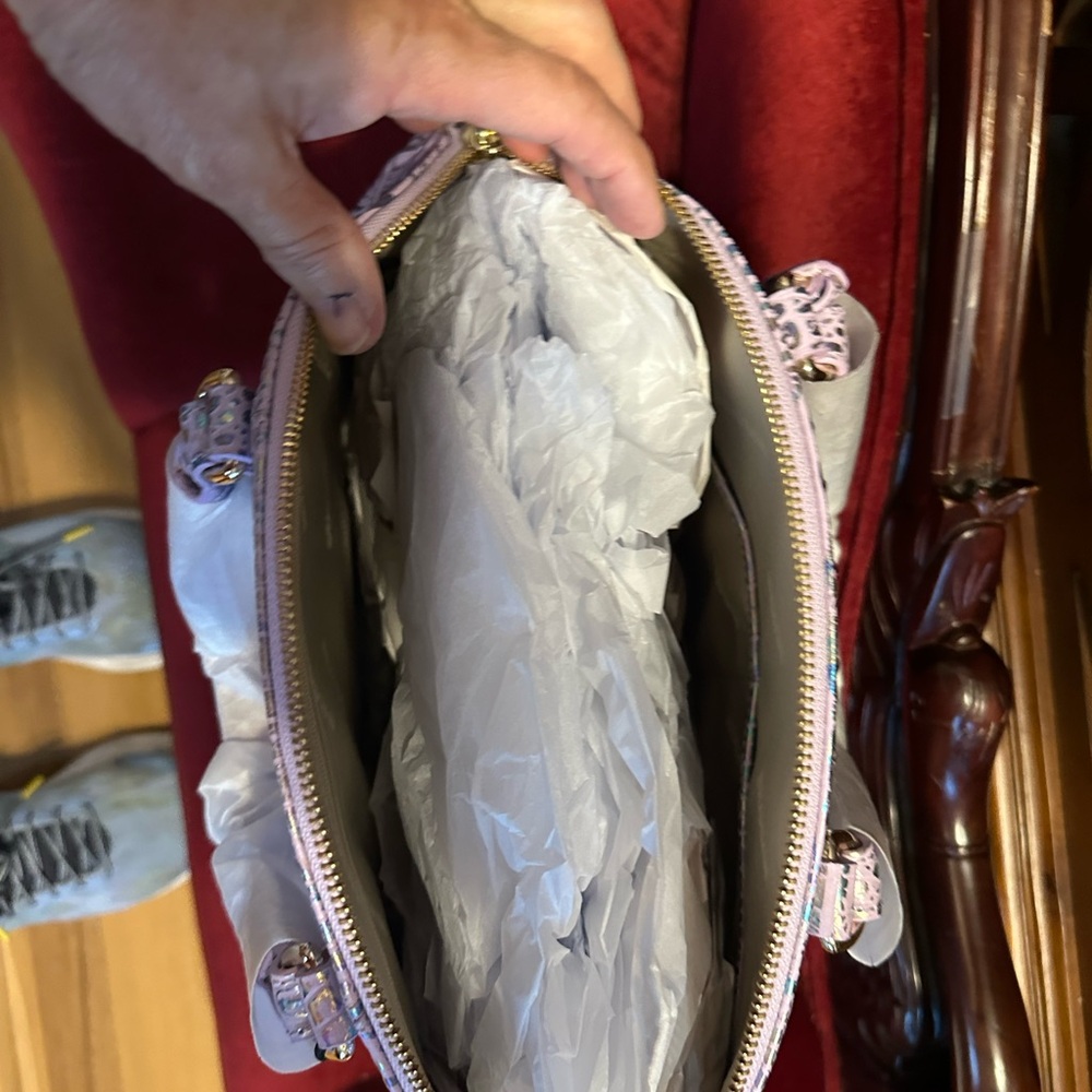 Brahmin Violet Wonderland Leather Satchel - Picture 5 of 6